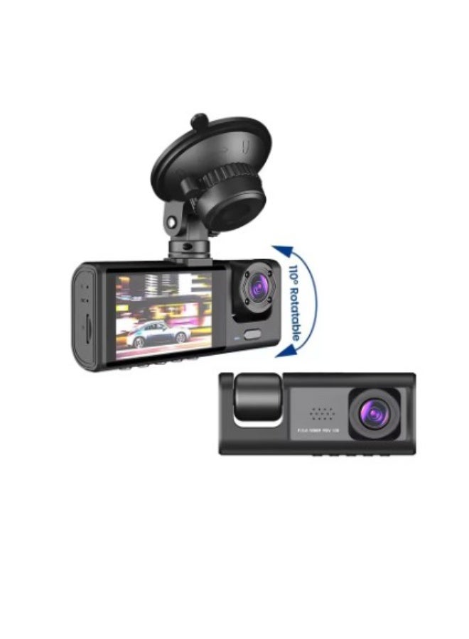 Dual Channel Car Dash Camera with Front & Rear Recording, 170° Wide-Angle Lens, Full HD 1080P Front & 720P Rear Video, Loop Recording, Built-In Microphone, MOV Video Format - Image 1
