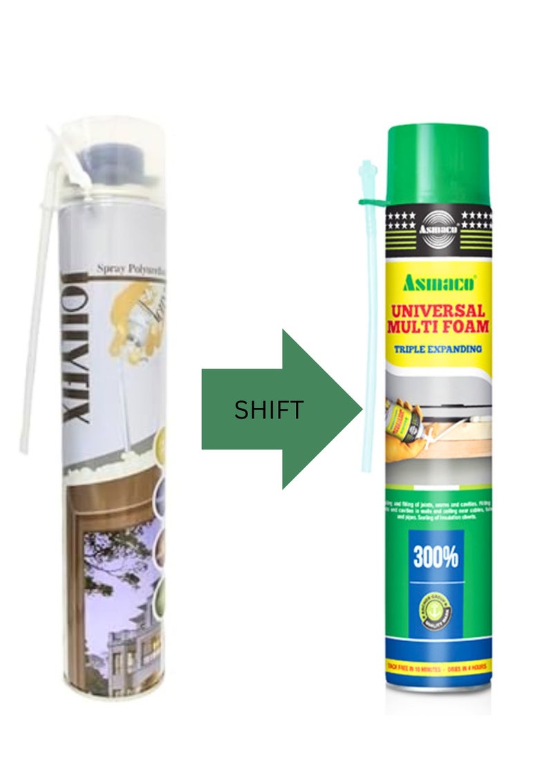 Polyurethane PU Insulating Foam Sealant | Multipurpose Expandable PU Foam Spray for Window Tile Door and AC Gaps (750ml)