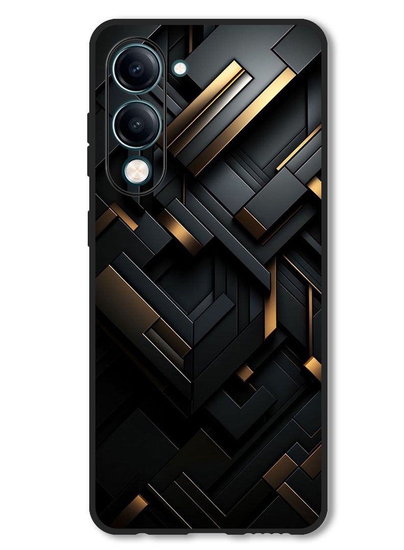Theodor Case Compatible with Vivo Y29s Protection Shockproof Bumper Cover Black Dourado - Image 1