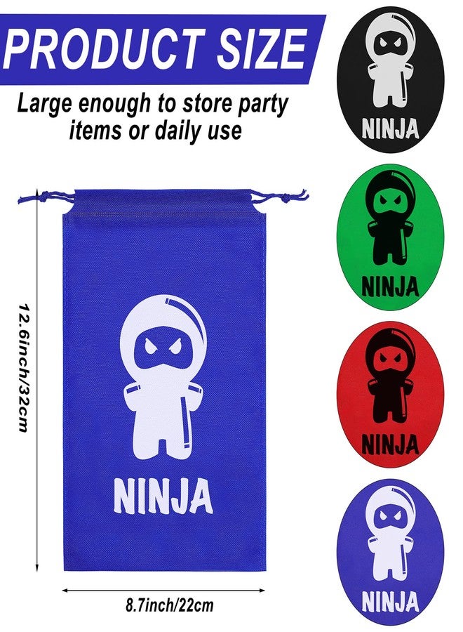 Kingdder Ninja Party Favor Bags Warrior Treat Goodie Candy Reusable Cloth Samurai Goodie Drawstring Bags Ninja Birthday Party Decorations Favors Supplies(24 Pack) - Image 2