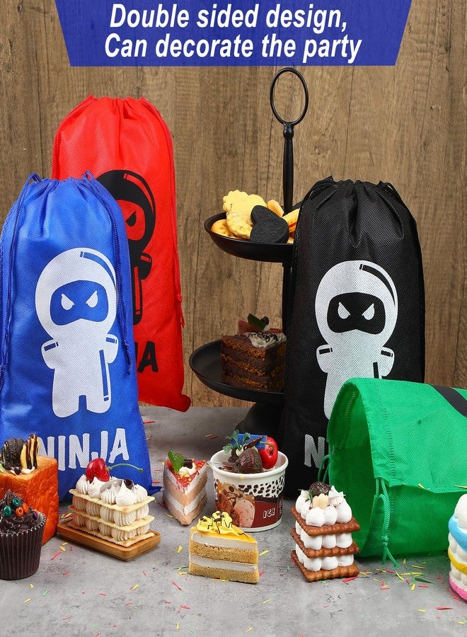 Kingdder Ninja Party Favor Bags Warrior Treat Goodie Candy Reusable Cloth Samurai Goodie Drawstring Bags Ninja Birthday Party Decorations Favors Supplies(24 Pack) - Image 5