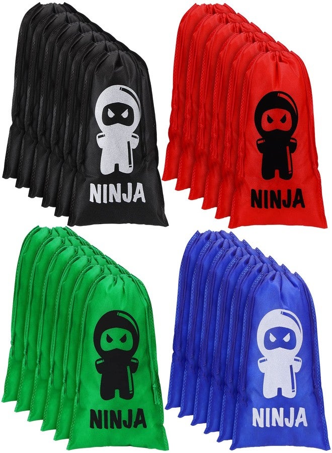 Kingdder Ninja Party Favor Bags Warrior Treat Goodie Candy Reusable Cloth Samurai Goodie Drawstring Bags Ninja Birthday Party Decorations Favors Supplies(24 Pack) - Image 1
