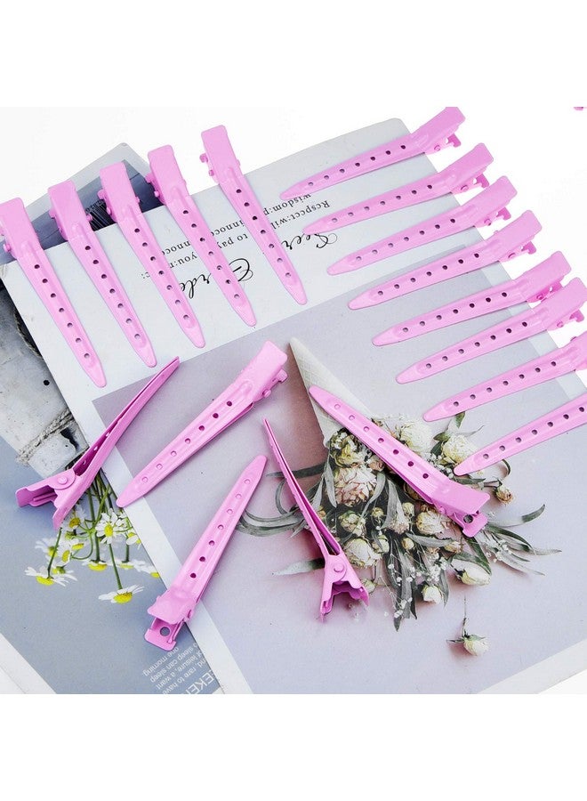 بانتوي 24 عبوة من مشابك منقار البط، مشابك شعر بانتوي المعدنية المقاومة للصدأ على شكل تمساح بطول 2.75 بوصة مع فتحات لتصفيف الشعر وتلوينه، لون وردي - Image 5