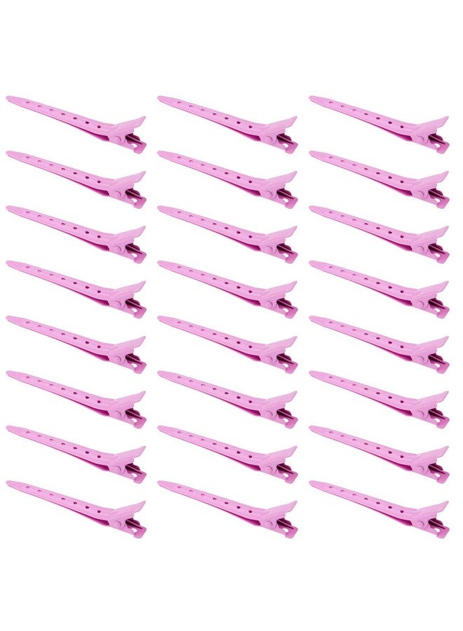 بانتوي 24 عبوة من مشابك منقار البط، مشابك شعر بانتوي المعدنية المقاومة للصدأ على شكل تمساح بطول 2.75 بوصة مع فتحات لتصفيف الشعر وتلوينه، لون وردي - Image 1