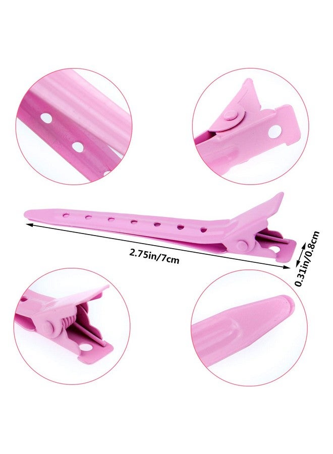 بانتوي 24 عبوة من مشابك منقار البط، مشابك شعر بانتوي المعدنية المقاومة للصدأ على شكل تمساح بطول 2.75 بوصة مع فتحات لتصفيف الشعر وتلوينه، لون وردي - Image 2