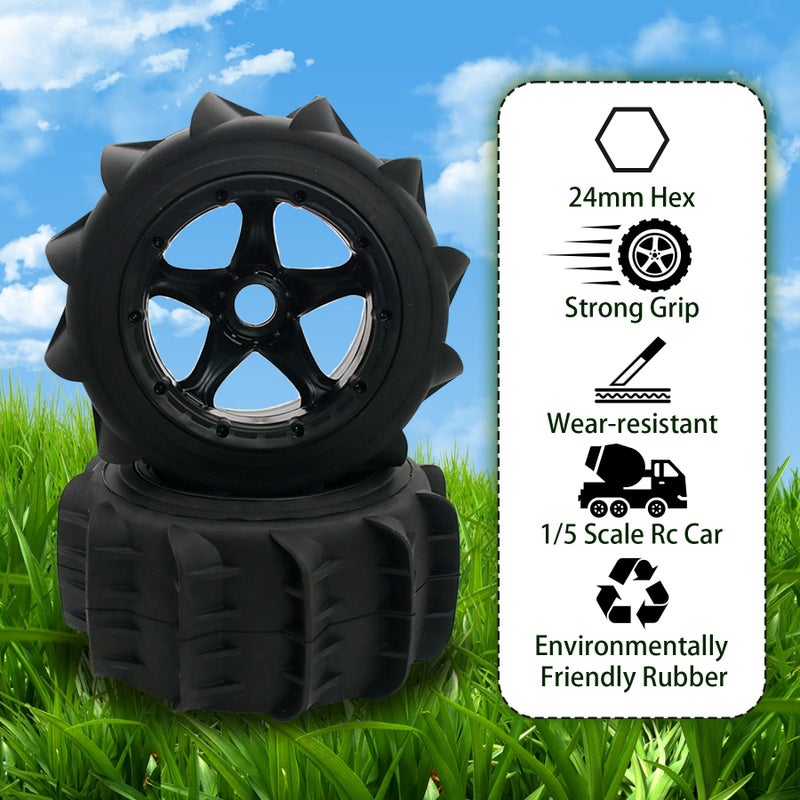 FLMLF Sand Wheel Tire Set (2PCS) for 1/5 BAJA 5B 5T 5SC 190x90mm Hub Adapter Hexagon 24mm RC Wheels - Image 3