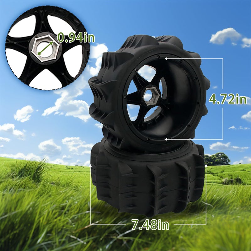 FLMLF Sand Wheel Tire Set (2PCS) for 1/5 BAJA 5B 5T 5SC 190x90mm Hub Adapter Hexagon 24mm RC Wheels - Image 4