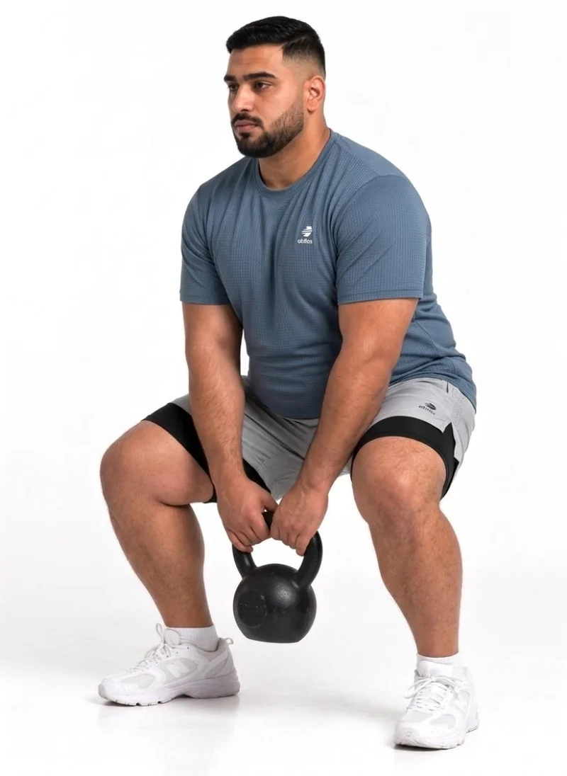 Abitos grey Gains Mode Plus Size 2 in 1 Shorts Stone Grey for Men | Best Price UAE