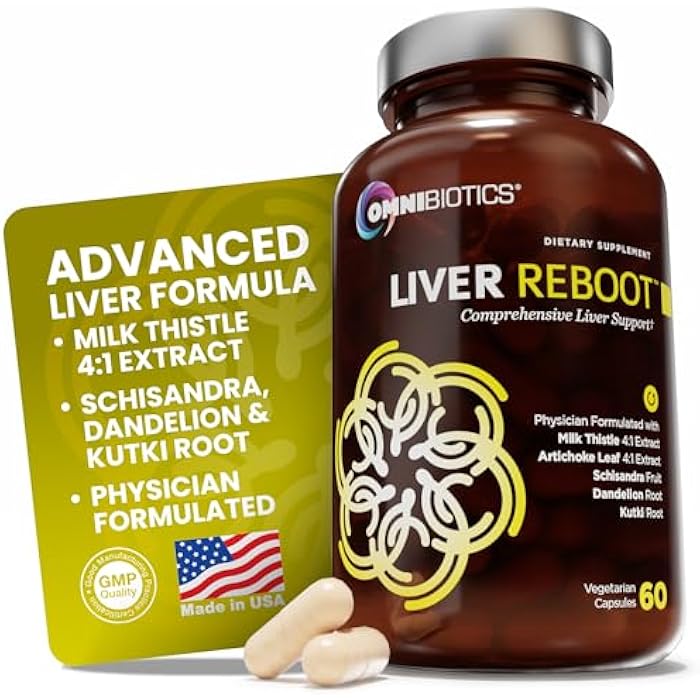 OmniBiotics Liver Cleanse Detox & Repair Supplement – Milk Thistle, Dandelion Root, Alpha Lipoic Acid, Artichoke Extract, Schisandra, Silymarin – 60 Vegan Capsules - Image 1