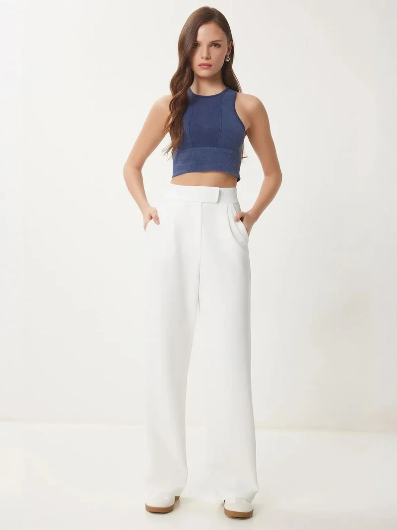 إسطنبول الساحرة ISTANBUL High Waist Textured Palazzo Pants
