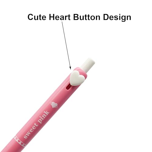 Maydahui 10 Pcs Colorful Heart Shaped Button Pens Retractable Cool Love Heart Gel Press Pens Black Ink For Women Office Supplies - Image 4