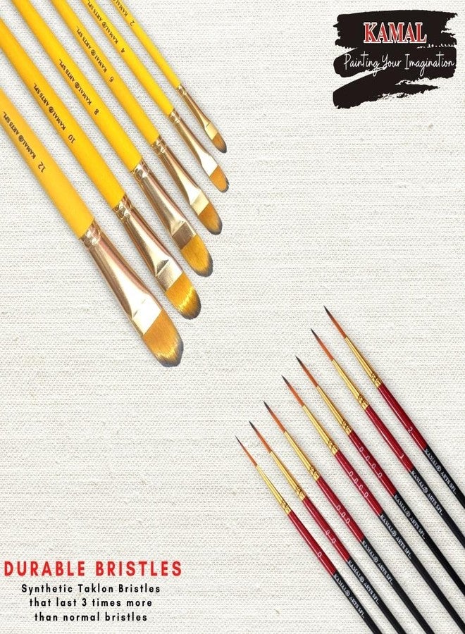 KAMAL Combo of Artist Quality Detail and Script Liner Set of 7 in Synthetic Taklon and Filbert Artist Quality Painting Brush with Short Length Bristle Set of 7 in Synthetic - Image 3