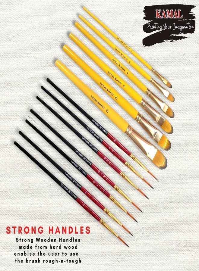 KAMAL Combo of Artist Quality Detail and Script Liner Set of 7 in Synthetic Taklon and Filbert Artist Quality Painting Brush with Short Length Bristle Set of 7 in Synthetic - Image 2