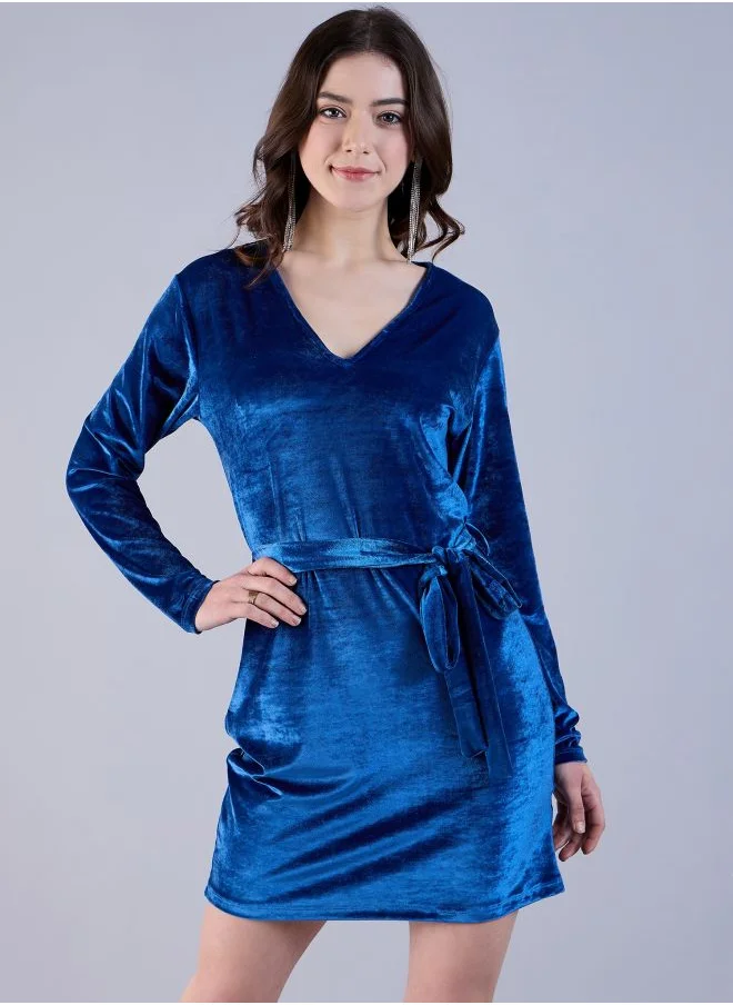 Freehand Women Fitted Party Wear Solid Wrap Dress