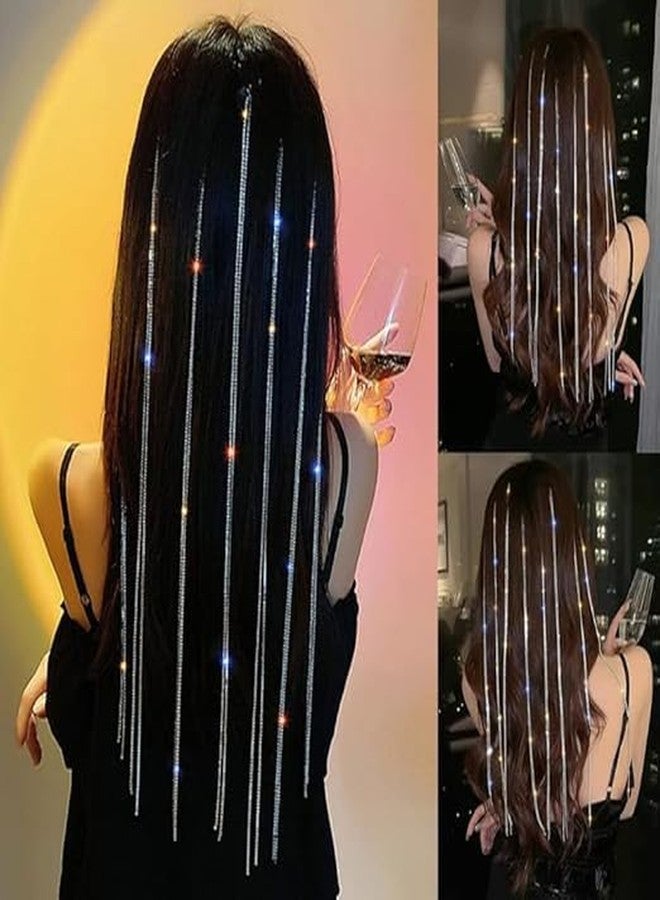FICTIOUS 4 Pcs Shiny Rhinestone Hair Clips with Tassels, Crystal Hair Chains in Silver and Gold, Decorative Hair Extensions for Braids, Women & Girls Accessories - Image 3