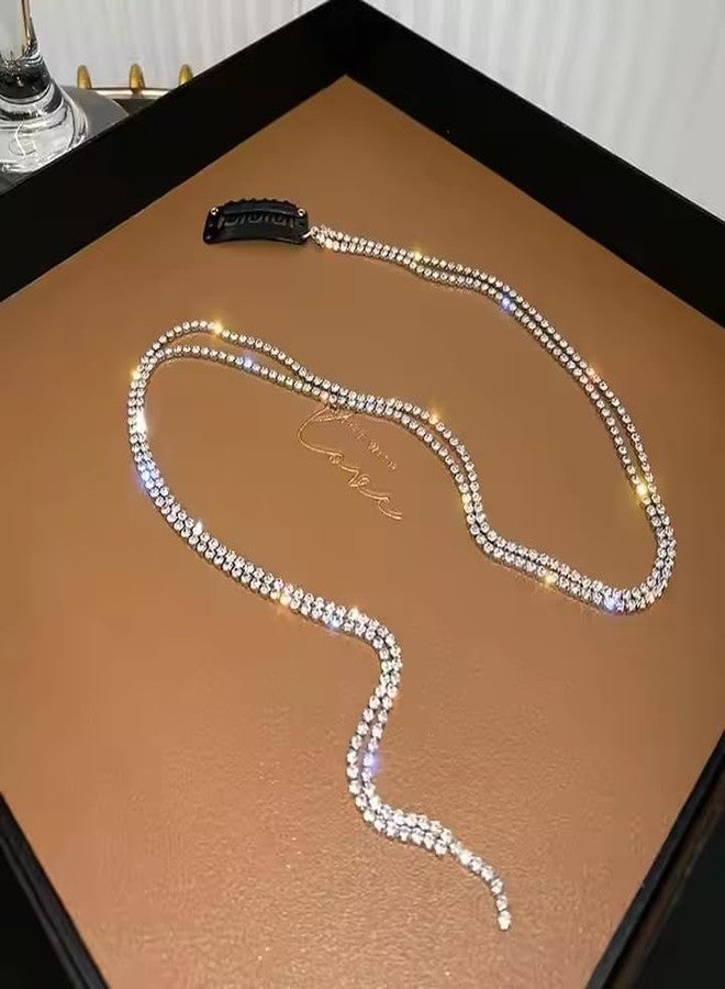 FICTIOUS 4 Pcs Shiny Rhinestone Hair Clips with Tassels, Crystal Hair Chains in Silver and Gold, Decorative Hair Extensions for Braids, Women & Girls Accessories - Image 4