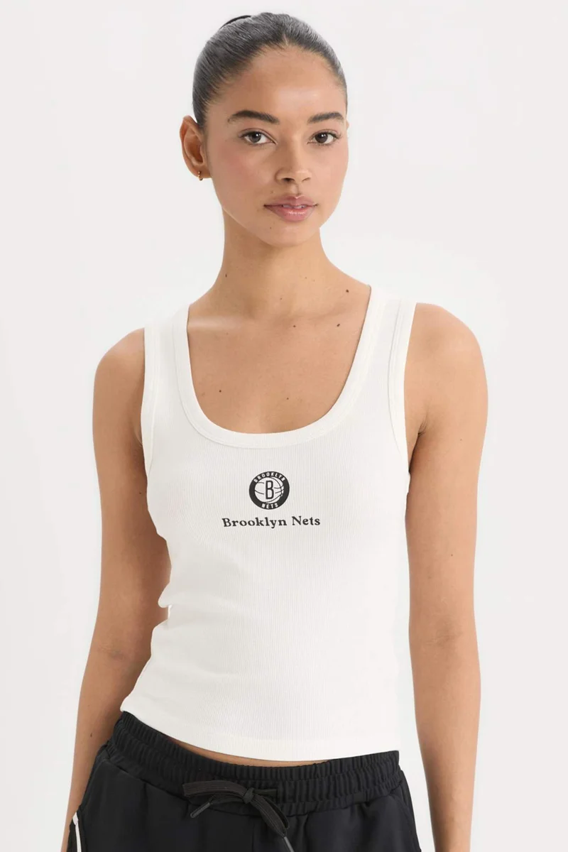 Defacto  DeFactoFit NBA Brooklyn Nets Slim Fit Ribbed Sports Tank Top for Women | Best Price UAE