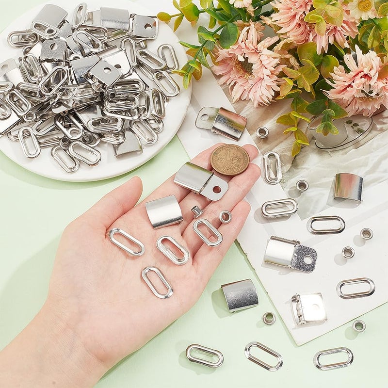 BENECREAT 30 Set Stainless Steel Cap Buckles, Platinum Color Perforated Baseball Cap Buckle, Baseball Cap Buckle for Baseball Caps, Hole: 5mm - Image 3