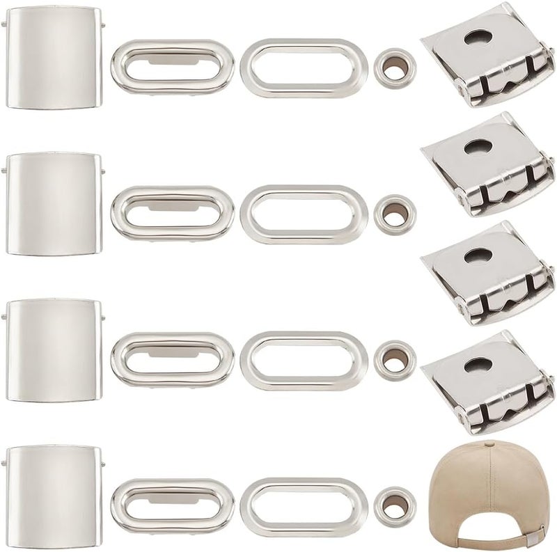 BENECREAT 30 Set Stainless Steel Cap Buckles, Platinum Color Perforated Baseball Cap Buckle, Baseball Cap Buckle for Baseball Caps, Hole: 5mm - Image 1