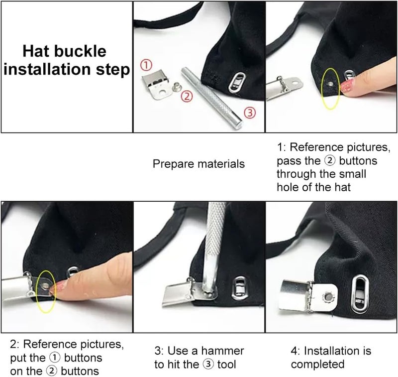 BENECREAT 30 Set Stainless Steel Cap Buckles, Platinum Color Perforated Baseball Cap Buckle, Baseball Cap Buckle for Baseball Caps, Hole: 5mm - Image 5