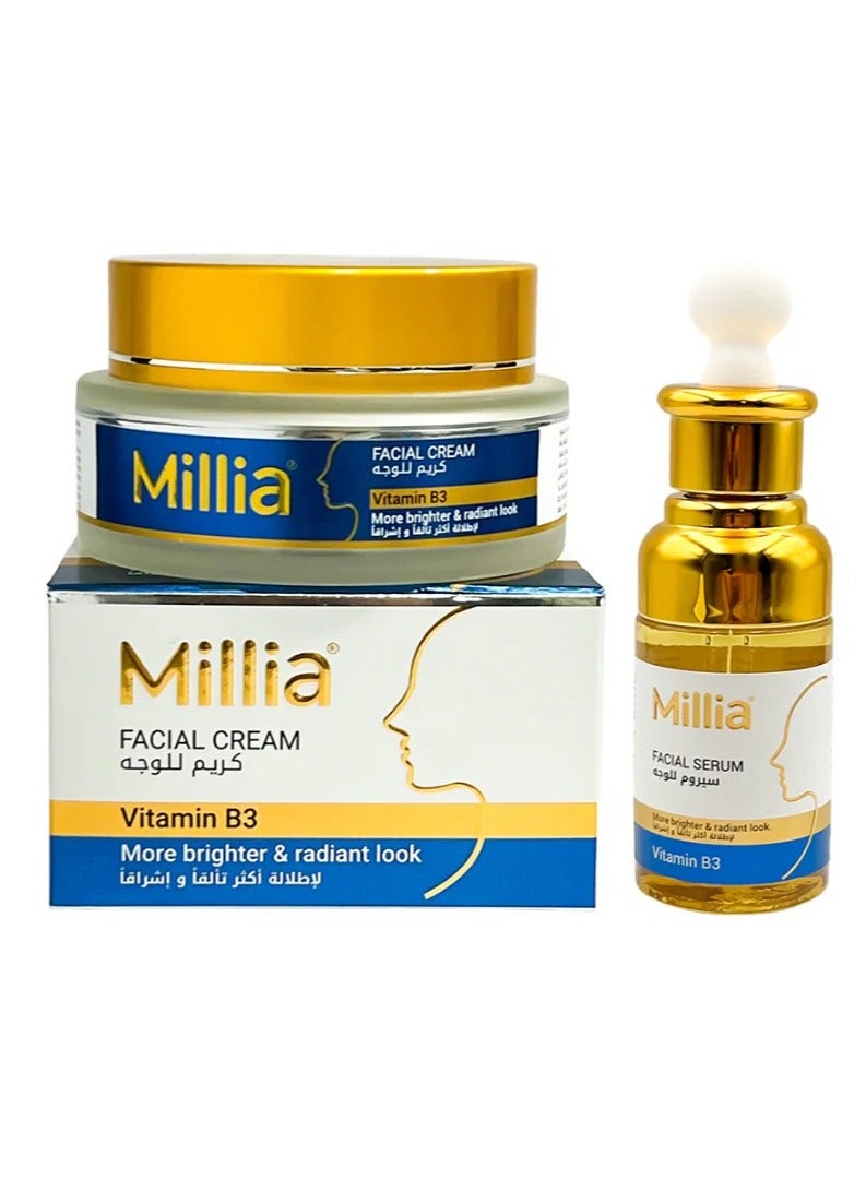 Millia Vitamin B3 Facial Cream (100 ml) or Facial Serum (40 ml) – Hydrating Niacinamide Cream / Serum for Even Skin Tone, Dark Spots & Radiant Glow - Image 1