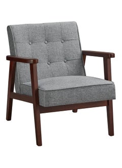 SONGMICS SONGMICS Accent Leisure Chair, Mid-Century Modern Arm Chair with Solid Wood Armrests and Legs, 1-Seat Cushioned Sofa for Living Room Bedroom Balcony Studio, Light Gray ULAC001G01  - Image 1
