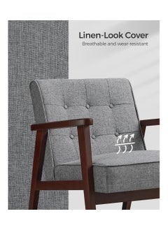 SONGMICS SONGMICS Accent Leisure Chair, Mid-Century Modern Arm Chair with Solid Wood Armrests and Legs, 1-Seat Cushioned Sofa for Living Room Bedroom Balcony Studio, Light Gray ULAC001G01  - Image 5