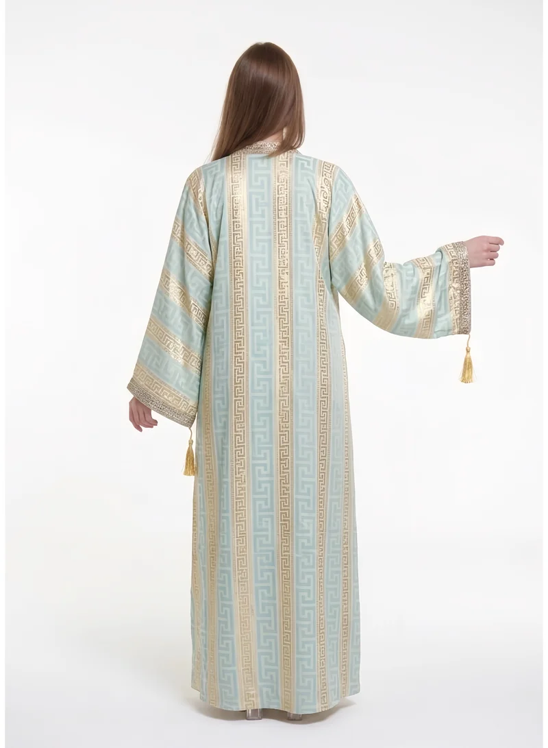 Al Bent Al Sharqieh Turquoise Women Kimono Dress Open Front Arabian wear for Women | Best Price UAE