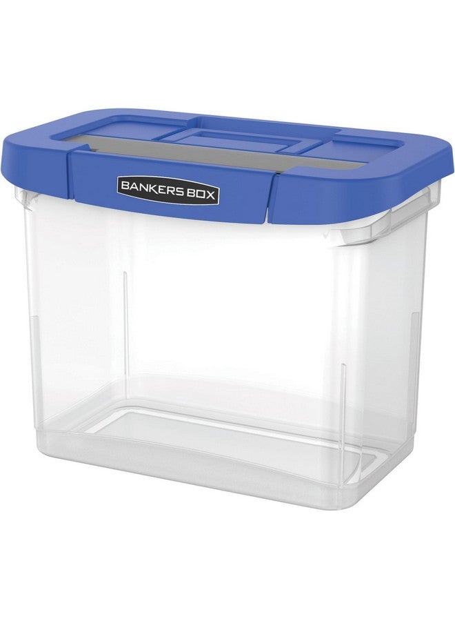 Fellowes Bankers Boxheavyduty Portable Storage File Box 10 3/4" X 6 3/4" X 11 3/4" Blue/Clear - Image 1