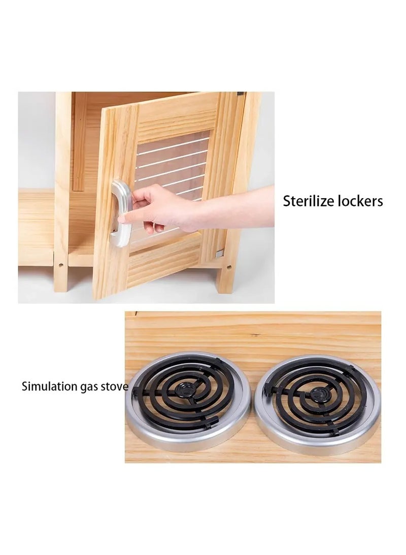 مجموعة ألعاب المطبخ للأطفال - مجموعة ألعاب طبخ خشبية مع أدوات واقعية وحوض قابل للإزالة وحاملات أكواب وخطافات وباب فرن ورفوف تخزين - لعبة مطبخ تظاهرية مثالية للأطفال من سن 3 سنوات فما فوق - Image 3