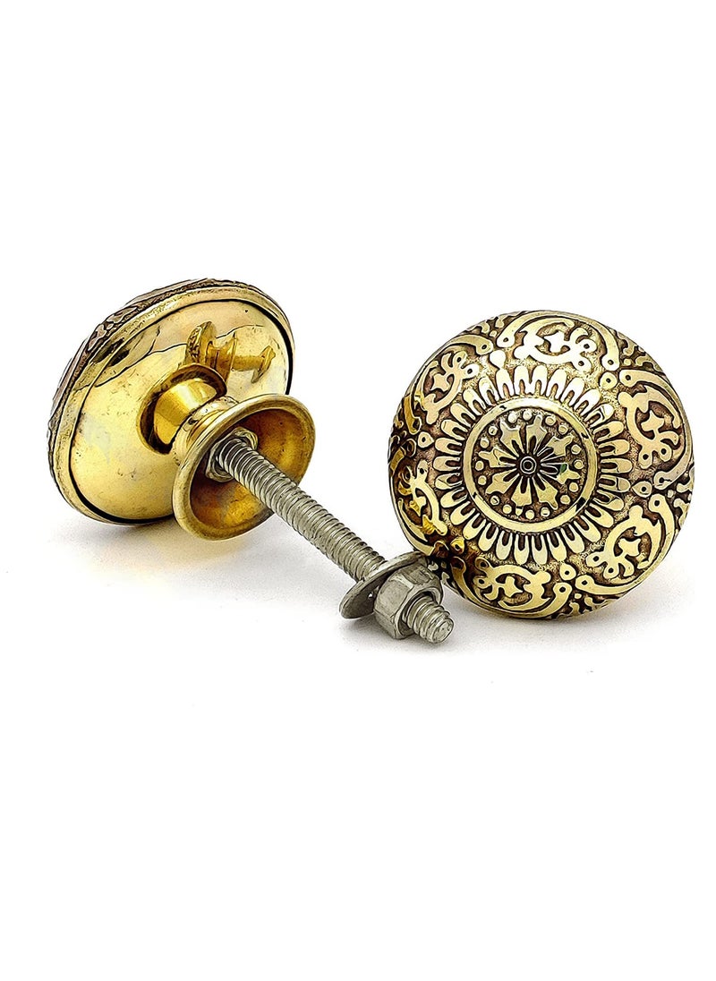BnoSpace BnoSpace Etched Brass Knobs for Cabinets Drawers Dresser Door Pulls Set of 2 