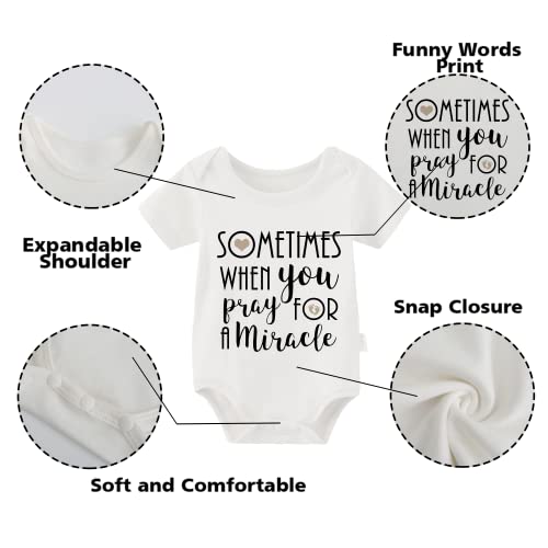 YSCULBUTOL Baby Twins girl Bodysuits Sometimes When You Pray for a Miracle God Gives You 2Pcs boy Clothes（m White3M） - Image 2