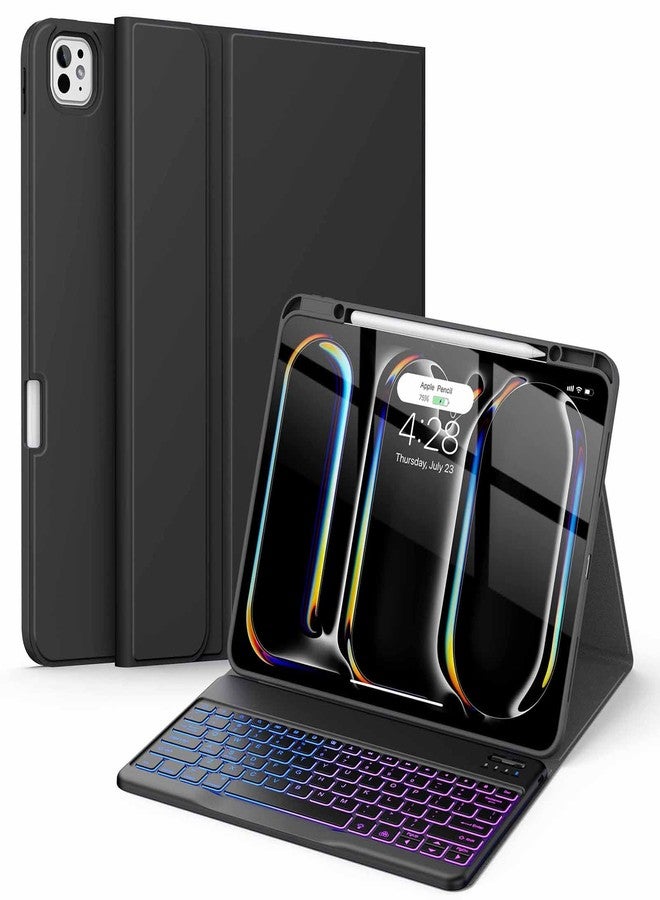 Soke Keyboard Case for iPad Pro 13 Inch (M4 2024), Magnetic Detachable Wireless Keyboard & 7 Colors Backlight Keys, Folio Stand TPU Back Cover with Pencil Holder for iPad Pro 13", Ebony - Image 1