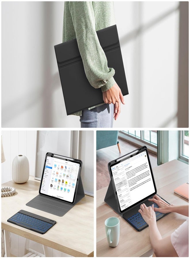 Soke Keyboard Case for iPad Pro 13 Inch (M4 2024), Magnetic Detachable Wireless Keyboard & 7 Colors Backlight Keys, Folio Stand TPU Back Cover with Pencil Holder for iPad Pro 13", Ebony - Image 5