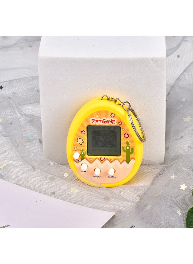 Electronic Pet Machine Pet Egg Virtual Pet Nurturance Mini Handheld Electronic Game Key Chain Pendant-Color:Cactus Pet Machine-yellow  - Image 1