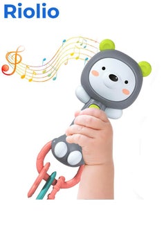 Riolio Baby Music Rattle Toy, Baby Teething Toy for Infants 6-12-18 Months Toddlers Sensory Toys Baby Boy Girl Gifts (Bear)  - Image 1