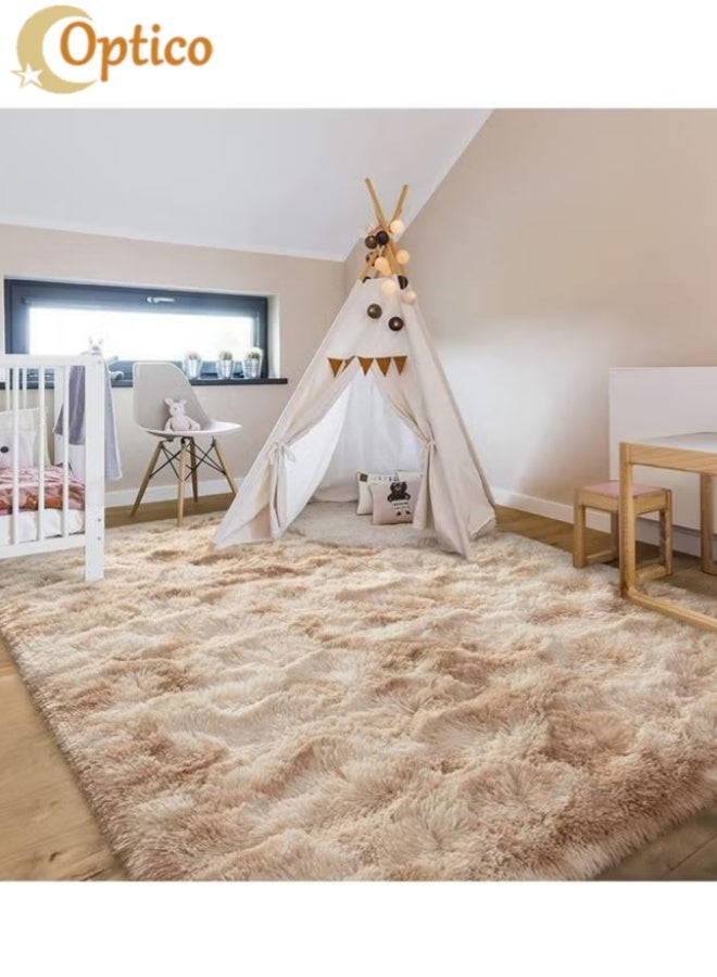 Optico Super Soft Rugs Fluffy Carpets Tie-Dye Rugs for Living Room Bedroom Girls Kids Room Nursery Home Decor Non-Slip Machine Washable Carpet - Image 1