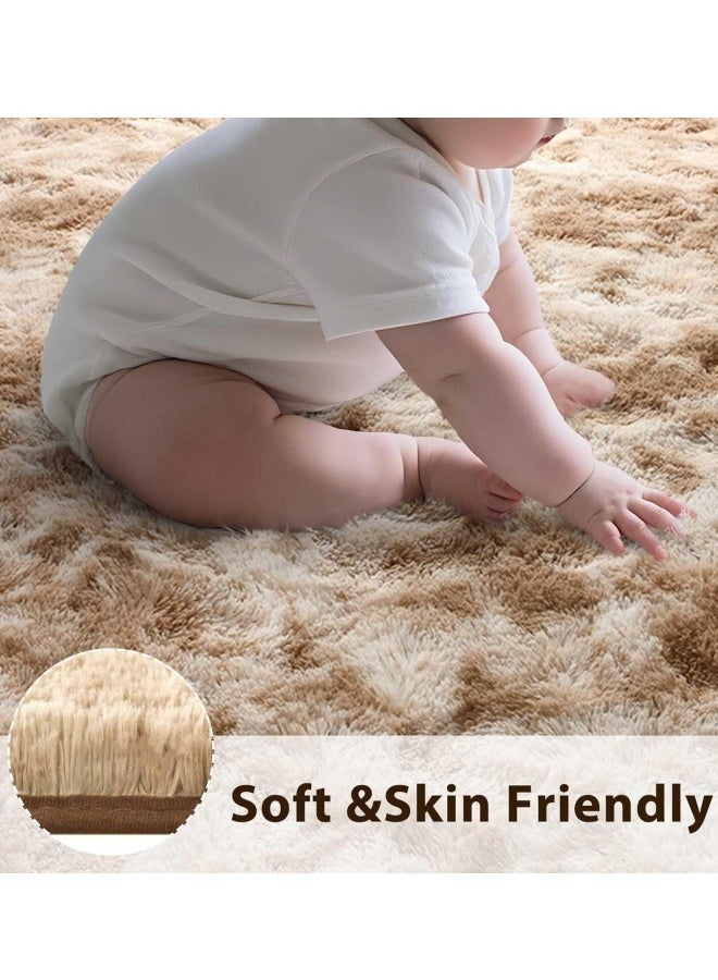 Optico Super Soft Rugs Fluffy Carpets Tie-Dye Rugs for Living Room Bedroom Girls Kids Room Nursery Home Decor Non-Slip Machine Washable Carpet - Image 3