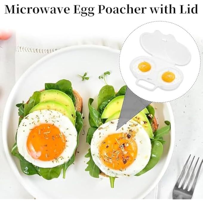 nalaina Microwave Egg Poacher With Lid  Nonstick Double Cups Egg Cooker Durable  Easy Clean Perfect For Poached  Scrambled Eggs 1Pc White - Image 3