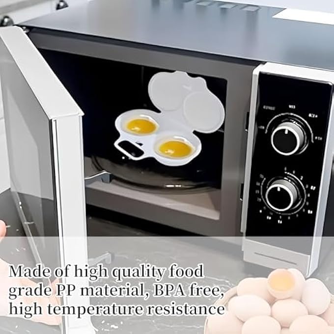 nalaina Microwave Egg Poacher With Lid  Nonstick Double Cups Egg Cooker Durable  Easy Clean Perfect For Poached  Scrambled Eggs 1Pc White - Image 5