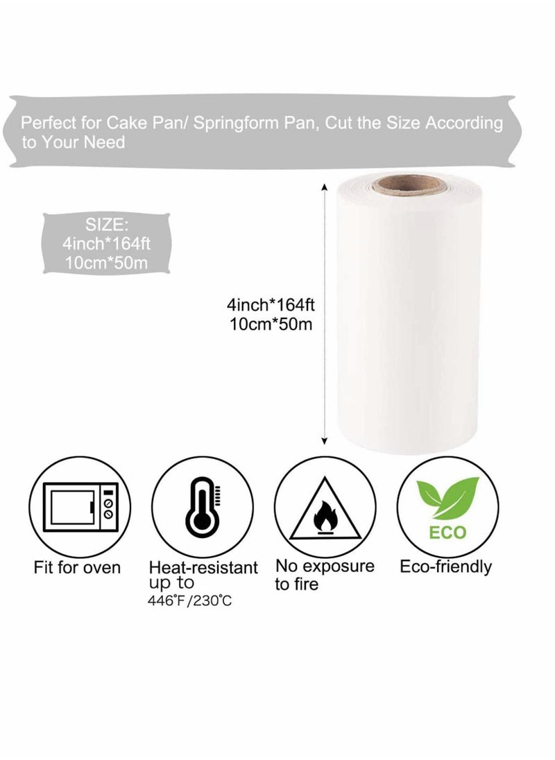 KASTWAVE - Baking Paper, Nonstick Cake Pan Side Liner Baking Parchment Paper Side Liner Roll 4in x 164 ft, Cake Pan Liner Roll Baking Pan Side Liner for Cake Pan and Spring form Pan - Image 1