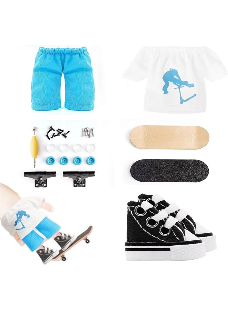 SOLARAE Finger Skateboard, Skateboard Accessories Tools Set, Mini Toys Kits, Doll Breakdance Mini Cloth Shoes, Pressure Gifts for Children Teens Adults, for Kids Party Favor - Image 1
