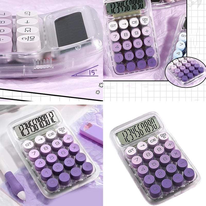 Clear Electronic Calculator 10 Digit Display Portable Clear Cute Calculator Creative Colorful Large Display Science - Image 2