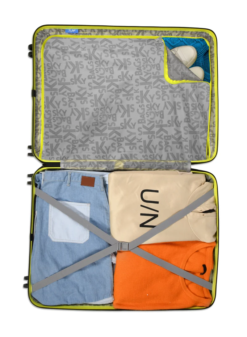 Skybags Play Set of 3 Polypropylene(PP), 4 Spinner Double Wheel Trolley Bags for Travel, Hard Case Lightweight Bag with TSA Lock, Tough Suitcase for Travel (Large-28, Medium-24, Cabin-20 Inch), Lime Green