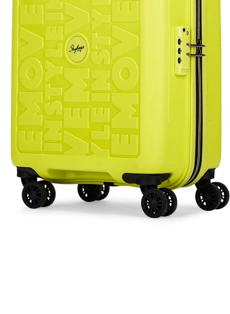 Skybags Play Set of 3 Polypropylene(PP), 4 Spinner Double Wheel Trolley Bags for Travel, Hard Case Lightweight Bag with TSA Lock, Tough Suitcase for Travel (Large-28, Medium-24, Cabin-20 Inch), Lime Green