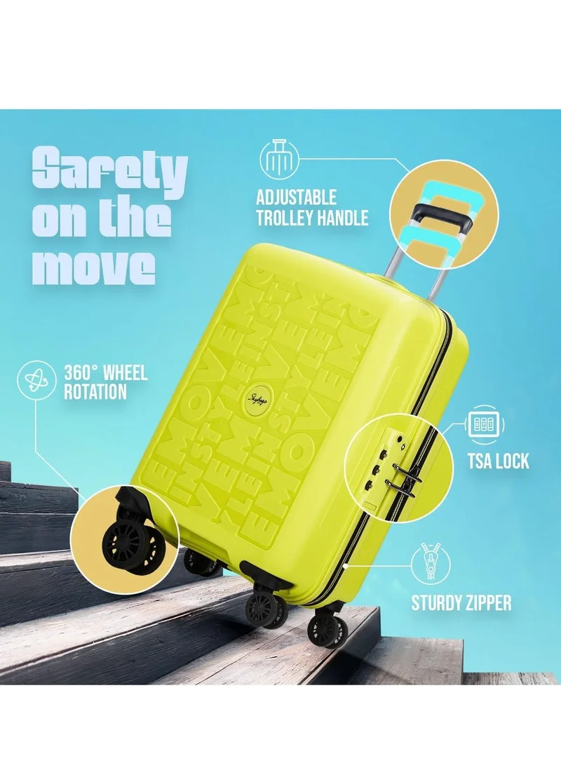 Skybags Play Set of 3 Polypropylene(PP), 4 Spinner Double Wheel Trolley Bags for Travel, Hard Case Lightweight Bag with TSA Lock, Tough Suitcase for Travel (Large-28, Medium-24, Cabin-20 Inch), Lime Green