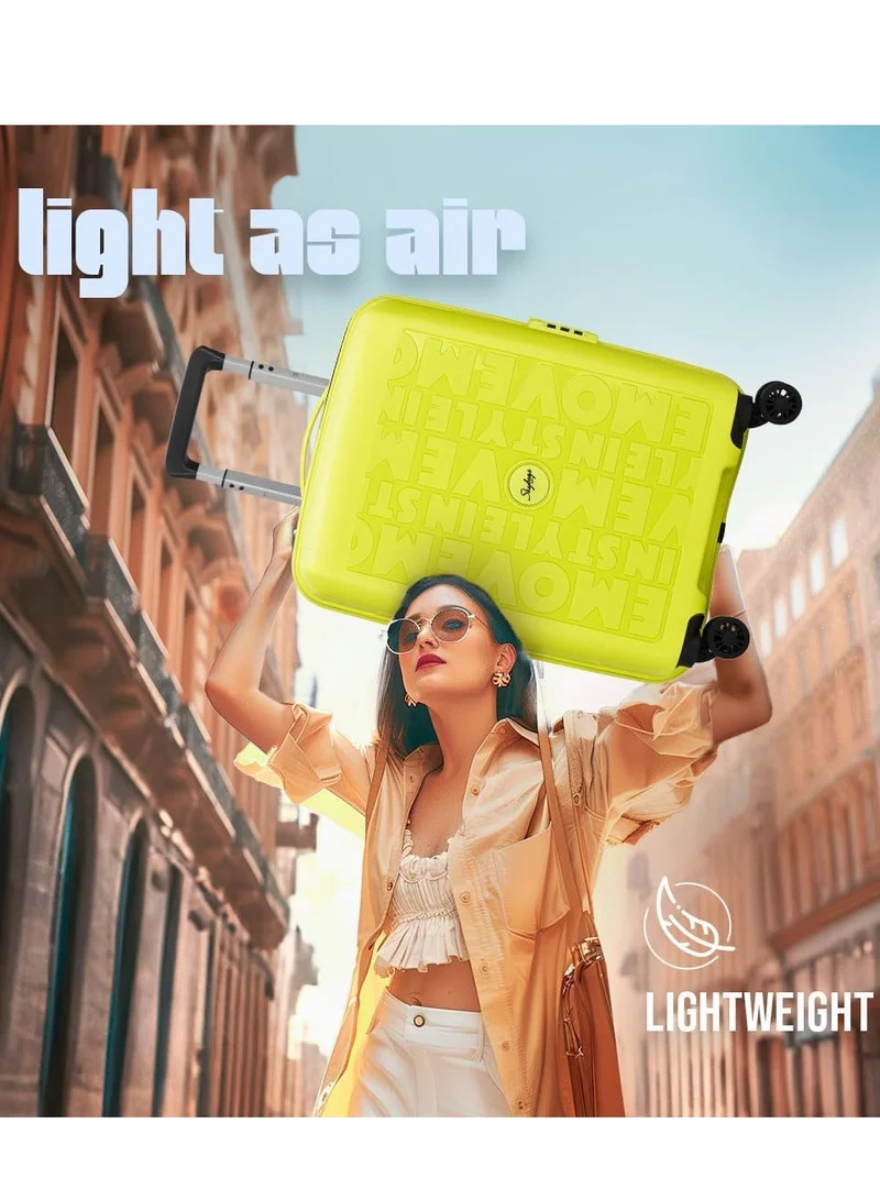 Skybags Play Set of 3 Polypropylene(PP), 4 Spinner Double Wheel Trolley Bags for Travel, Hard Case Lightweight Bag with TSA Lock, Tough Suitcase for Travel (Large-28, Medium-24, Cabin-20 Inch), Lime Green