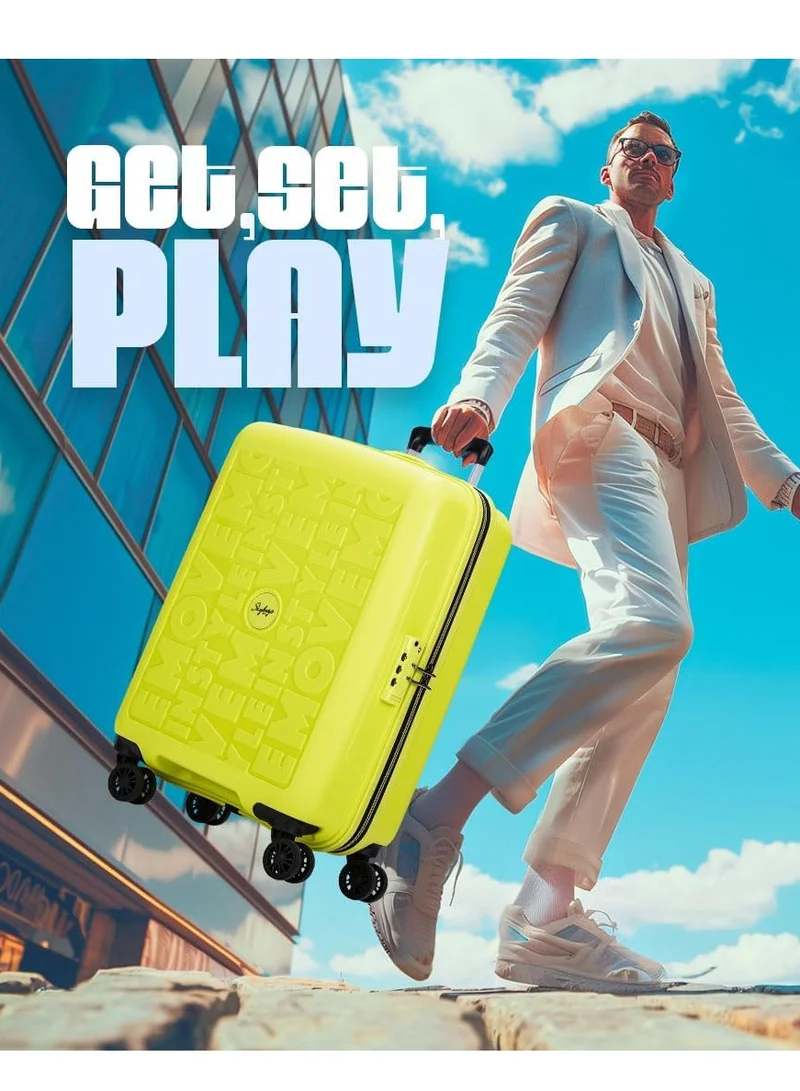 Skybags Play Set of 3 Polypropylene(PP), 4 Spinner Double Wheel Trolley Bags for Travel, Hard Case Lightweight Bag with TSA Lock, Tough Suitcase for Travel (Large-28, Medium-24, Cabin-20 Inch), Lime Green