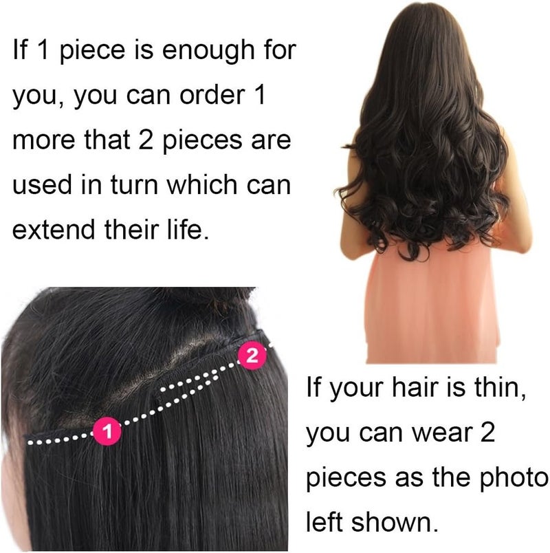 REECHO 20" 1-Pack 3/4 Full Head Curly Wave Blonde Mixed Hair Color Clips in on Synthetic Hair Extensions Hairpieces for Women 5 Clips 4.5 Oz per Piece - Medium Blonde with Highlights - Image 3