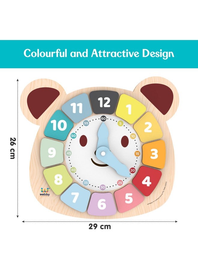 ويبي ساعة ألوان الدب ويبي | لعبة تعليمية مبكرة | تعلم الوقت | لعبة تعليمية - ساعة خشبية | أشكال جميلة - لعبة معرفية للأطفال - Image 3